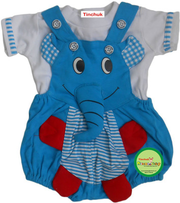 TINCHUK Dungaree For Boys & Girls Casual Printed Cotton Blend(Red, Pack of 1)