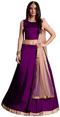 Omstar Fashion Self Design Semi Stitched Lehenga Choli(Purple)