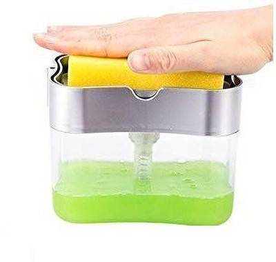 SWISS WONDER 2-in-1 Soap Dispenser with Hydraulic Pump 320 ml Soap Dispenser(Clear)