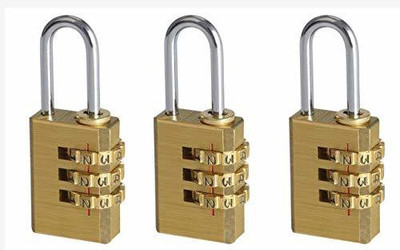 Volo 213 combination lock Pack of 3 Lock(Gold)