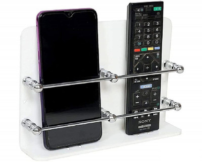 STONE Acrylic Double Mobile Stand Dual Phone Charging Holder TV AC Remote Stand for Home (White, Pack Of 1) Mobile Holder