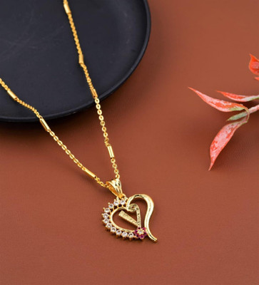 VADDORIYA SALES Excellent Finished V Letter Diamond Gold-plated Cubic Zirconia Alloy Pendant