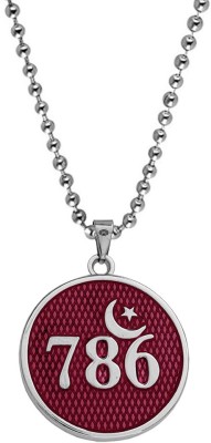 M Men Style M Men Style Religious Islamic 786 Allah Lucky Number Moon & Star Jewelery Pink,Silver, Zinc Metal Pendant For Unisex Rhodium Zinc, Metal Pendant