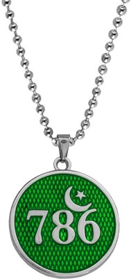 Shiv Jagdamba Religious Islamic 786 Allah Lucky Number Crescent Moon Star Locket Jewelry Rhodium Zinc, Metal Pendant