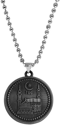 Shiv Jagdamba Mosque In Crescent Moon Muslim Islamic Allah Necklace Islamic Jewelry Rhodium Zinc, Metal Pendant