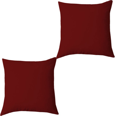 Jaipurlinen Microfibre Solid Cushion Pack of 2(Maroon)