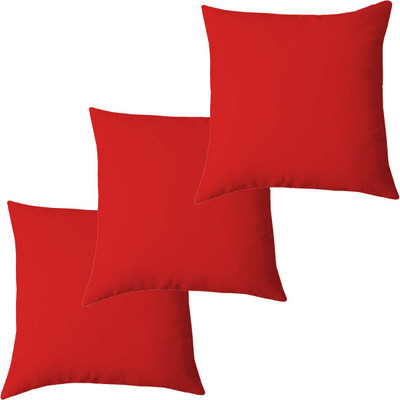 Texlux Microfibre Solid Cushion Pack of 3(Red)
