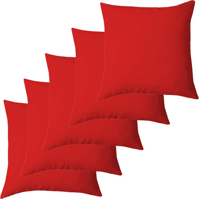 Texlux Microfibre Solid Cushion Pack of 5(Red)
