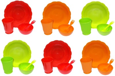 Kotak Sales Pack of 3 Plastic Dinner Set(Multicolor, Microwave Safe)