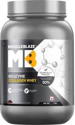 MUSCLEBLAZE Biozyme Collagen Whey, Gourmet Chocolate, 1kg Whey Protein  (1 kg, Gourmet Chocolate)