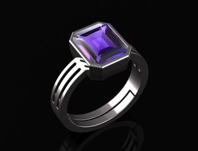 Pranjal Gems Original 8.25 Ratti 7.60 Ct Amethyst Gem Stone Ring With Leb Certificate Brass Amethyst Ring