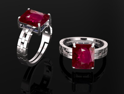 Pranjal Gems Pranjal Gems Original 8.25 Ratti Manik Ruby Gem Stone Ring With Leb Certificate Brass Ruby Ring
