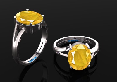 Sidhi shree Natural 4.25 Ratti Pukhraj Yellow Sapphire Gem Stone Brass Sapphire Ring