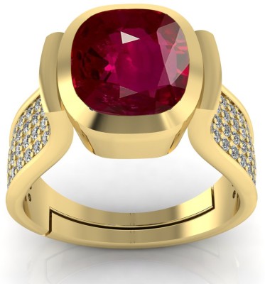 RSPR 7.25 Ratti Natural Certified Ruby Manik Gemstone Panchdhatu Ring for Men & Women Brass Ruby Ring