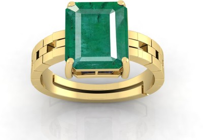 Sidhi shree Natural 14.25 Ratti Emerald Panna Gem Stone With Leb Certificate Brass Emerald Ring