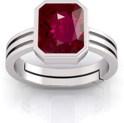 Pranjal Gems Original 14.25 Ratti Manik Ruby Gem Stone Ring With Leb Certificate Brass Ruby Ring