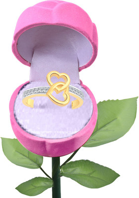 VIGHNAHARTA Alloy Cubic Zirconia Gold Plated Ring Set