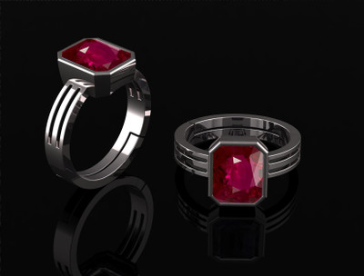 Pranjal Gems Original 12.25 Ratti 11.60 Ct Manik Ruby Gem Stone Ring With leb Certificate Brass Ruby Ring