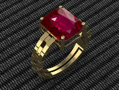 Pranjal Gems Original 12.25 Ratti Manik Ruby Gem Stone Ring With Leb Certificate Brass Ruby Ring
