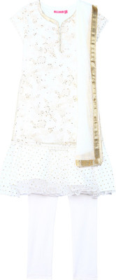 BIBA Embroidered Kurta, Churidar & Dupatta Set