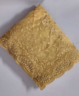 MITUSA MH Embroidered Bollywood Net Saree(Gold)