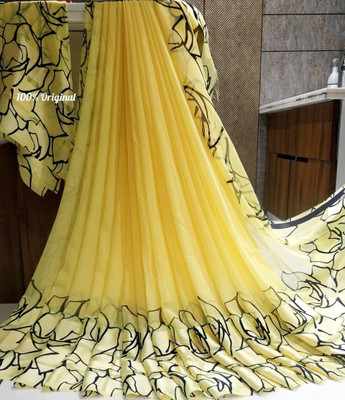 Ozon Designer Fab Printed Bandhani Georgette Saree(Yellow)