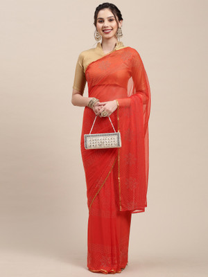 Ratnavati Self Design Bollywood Chiffon Saree(Orange)