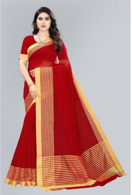 BHAGYAVATI DESIGNER Printed Bollywood Cotton Blend Saree(Red)