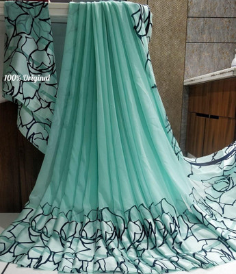 Ozon Designer Fab Printed Bandhani Georgette Saree(Blue)