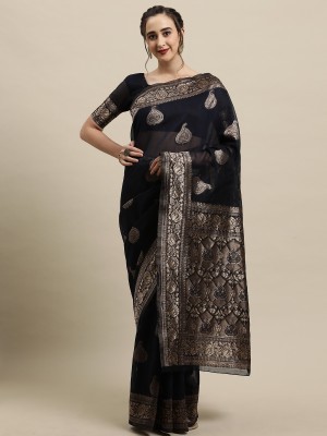 Ratnavati Woven Banarasi Linen Saree(Brown)