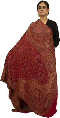 Shal-é-Pashm Polyester Self Design Women Shawl(Maroon)