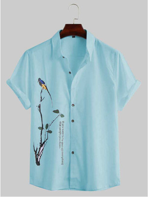 bollydolldesigner Men Printed Casual Light Blue Shirt