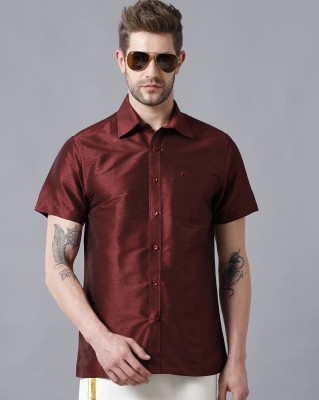 Khoday Williams Men Solid Casual Maroon Shirt