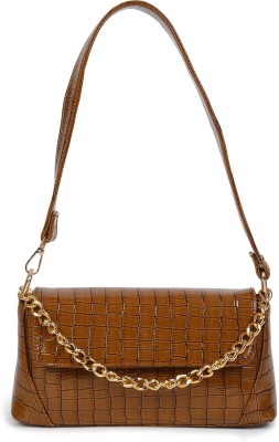 apsis Brown Hand-held Bag Women Brown Croc Textured Handheld Bag