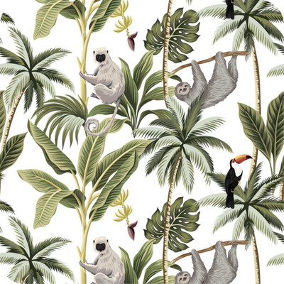 WallDaddy 300 cm Junglemonkey Self Adhesive Sticker(Pack of 1)