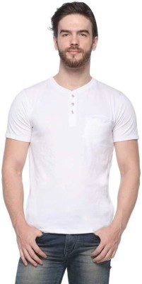 Humbert Solid Men Henley Neck White T-Shirt