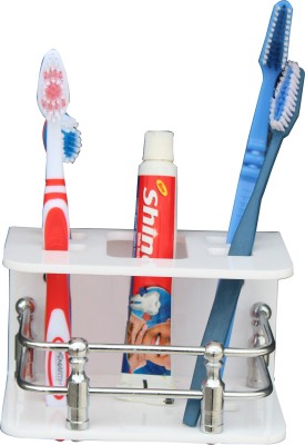 HEXA GOLD High Grade Acrylic Toothbrush Stand Brush and Paste Holder Tumbler Holder For Bathroom Home ( 1 Pcs., White, Brush & Paste Holder ) Acrylic Toothbrush Holder(White, Wall Mount)