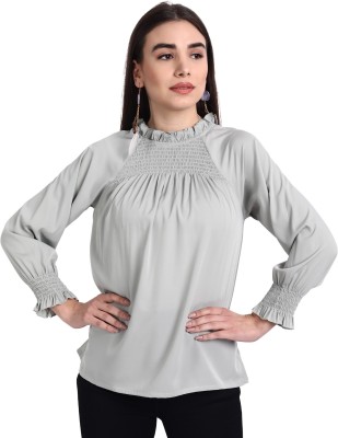 Rediscover Fashion Casual Solid Women Grey Top