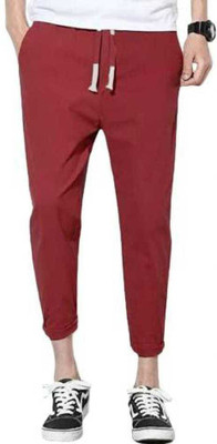 swi stylish Solid Men Maroon Track Pants