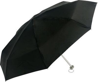 Popy Nano Solid Color Black with Silver Coating and Case Umbrella(Black)