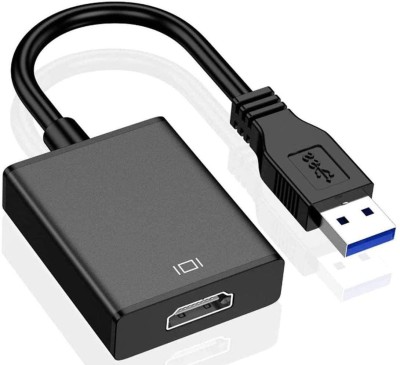 microware USB 3.0 to HDMI Adapter HD 1080P Video Cable Converter with Audio Output Compatible with PC Laptop HDTV TV External Video Card USB 3.0 to HDMI Adapter USB Hub(Black)