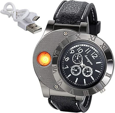 MOOZMOB UPGRADED VERSION Fashionable USB Charging Cigarette Lighter Watch Flameless Cigarette Lighter(Black)