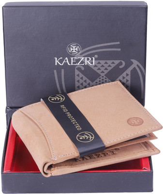 KAEZRI Men Tan Genuine Leather Wallet(6 Card Slots)