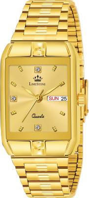 LIMESTONE Day & Date Functioning Original Gold Plated HMTS Quartz Analog Watch  - For Men