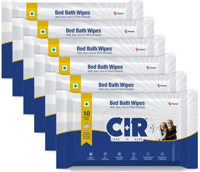 CIR SoftBody Cleansing WetBed Bath Wipes for Adults Body Sponging 10 Wipes Pack of 6(60 Wipes)