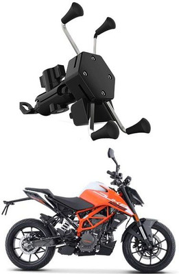 MATIES Premium Bike Mobile X-Grip Holder With Charger For ktm-125-duke Bike Mobile Holder(Black)