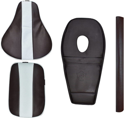 KOHLI BULLET ACCESSORIES Bullet Brown & White Lining Seat Cover with Tank Cover + Back Rest Foam Combo Set Split Bike Seat Cover For Royal Enfield Classic 350, Classic 500 KOHLI BULLET ACCESSORIES Bullet Brown & White Lining Seat Cover with Tank Cover + Back Rest Foam Combo Set Split Bike Seat Cover For Royal Enfield Classic 350, Classic 500