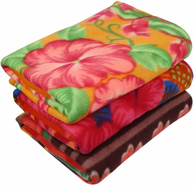 Nivasam Printed Single Fleece Blanket for  Mild Winter(Polyester, 3 Pcs)