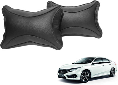 ABS AUTO TREND Black Leatherite Car Pillow Cushion for Honda(Rectangular, Pack of 2)