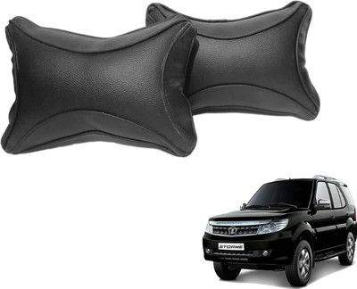 ABS AUTO TREND Black Leatherite Car Pillow Cushion for Tata(Rectangular, Pack of 2)